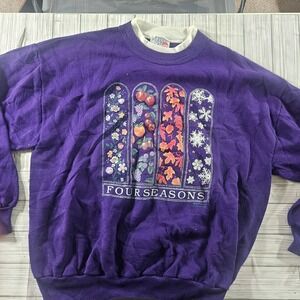 Vintage Morning Sun Four Seasons Purple Sweatshirt Jerzees XL Made in USA